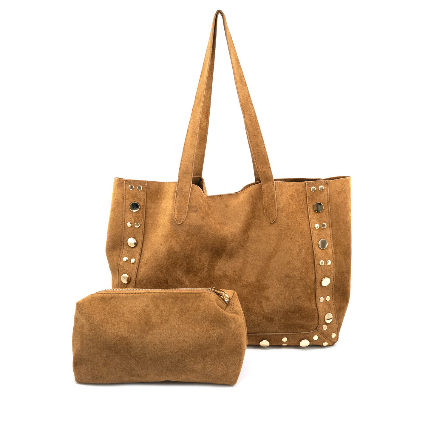 Suede Tote with Studs