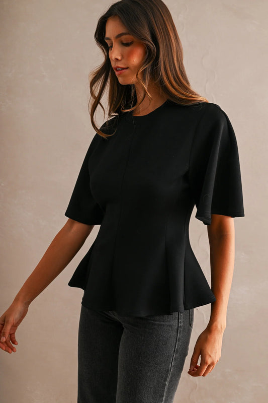 Scuba Flared Peplum Top