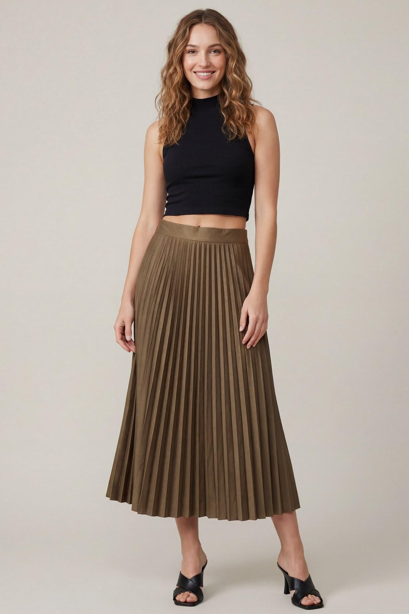 Pleated Midi Skirt