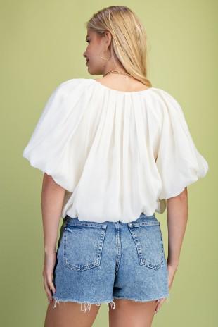 Short Sleeve Balloon Crop Top