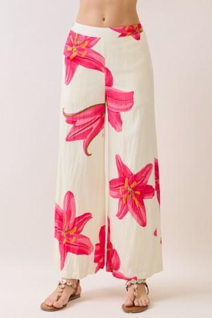 Floral Print Wide Leg Pants