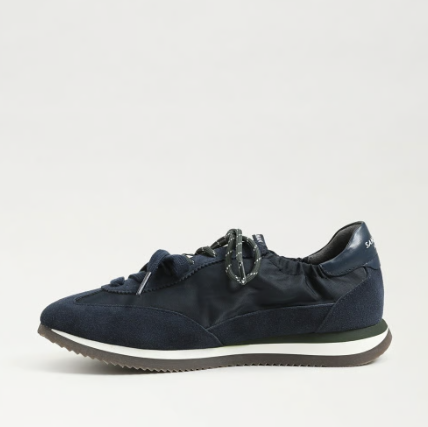 Sam Edelman Evara Lace‑Up Sneaker in navy blue with clean modern silhouette and cushioned footbed.