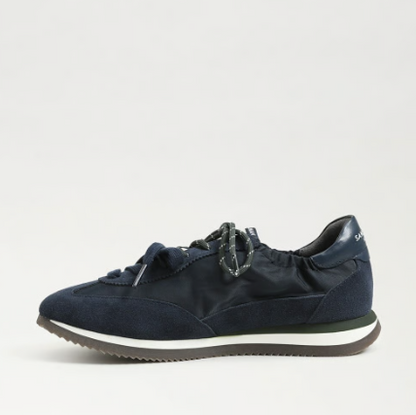 Sam Edelman Evara Lace‑Up Sneaker in navy blue with clean modern silhouette and cushioned footbed.