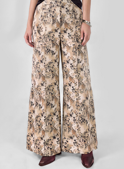 Elastic Waist Tiered Wide Leg Pants