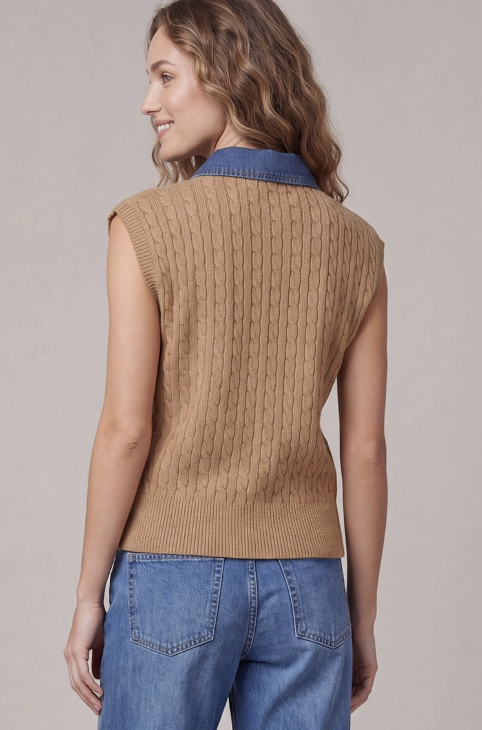 Sleeveless Cable Sweater Top
