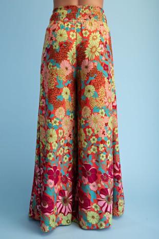 Retro Floral Wide Leg Pant