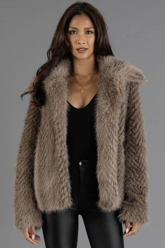 Two Tone Faux Fur Jacket