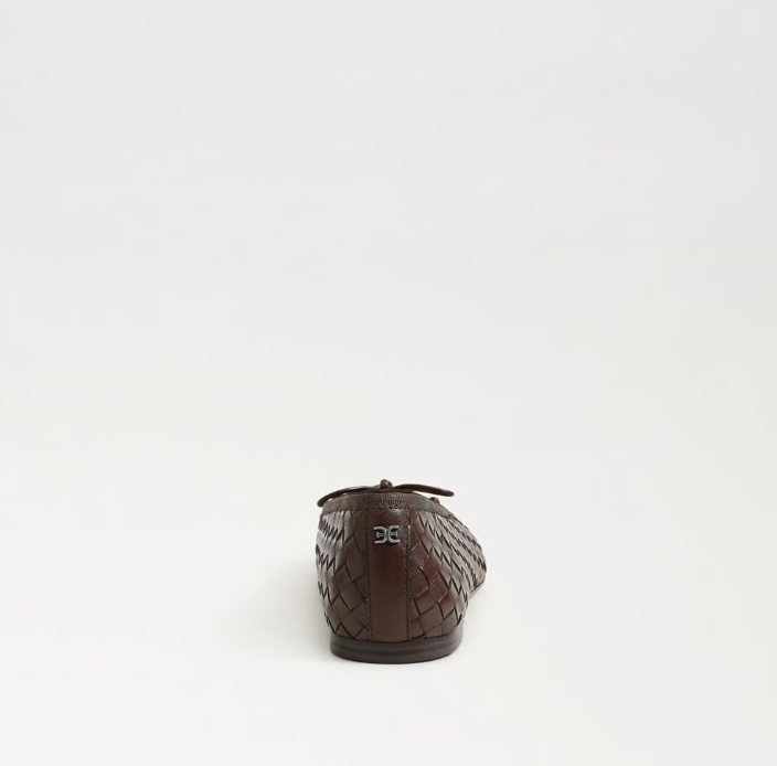 Sam Edelman Ruthie Woven Ballet Flat in brown  with two‑tone woven upper and rounded ballet silhouette.