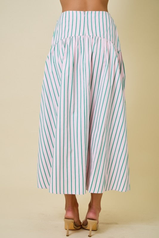 Day + Moon Stripe Flared Maxi Skirt