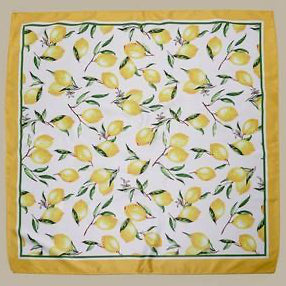 Silky Lemon Print Bandana Scarf