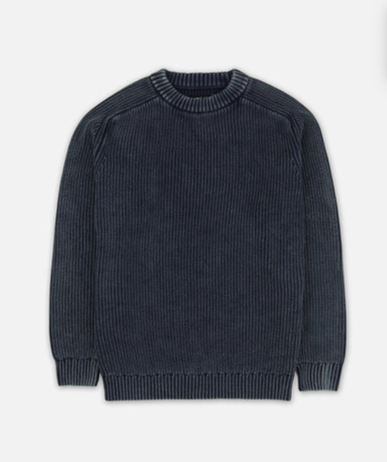 A Jetty Undertown washed knit, relaxed fit sweater, shown flat against a light gray background.