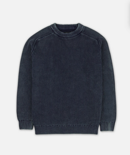 A Jetty Undertown washed knit, relaxed fit sweater, shown flat against a light gray background.