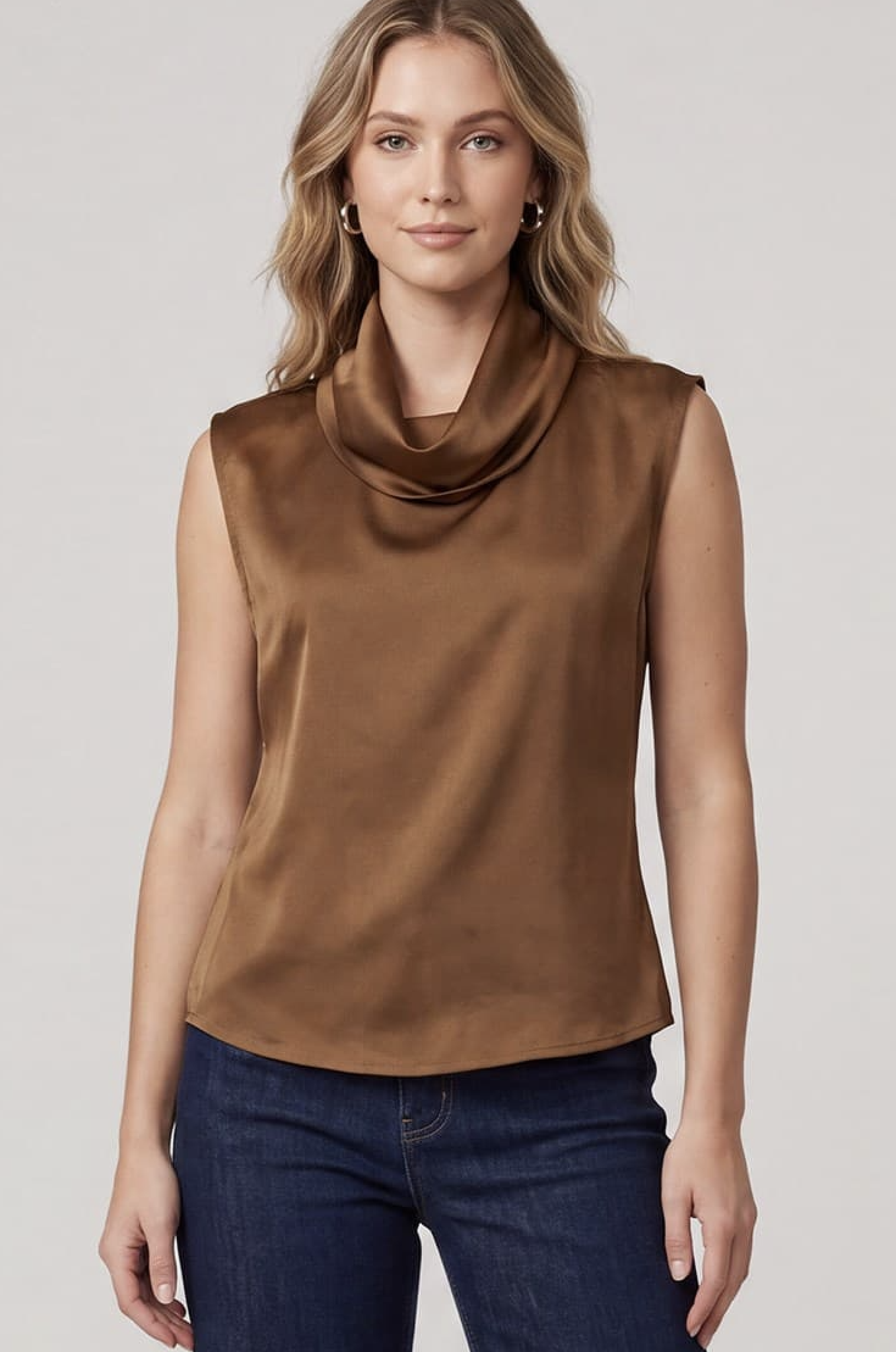 Sleeveless Woven Satin Top