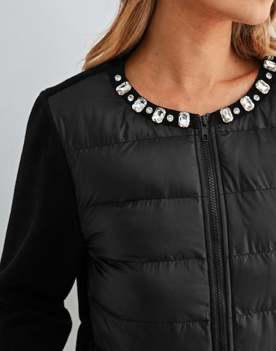 James Peplum Embellished Puffer Jacket