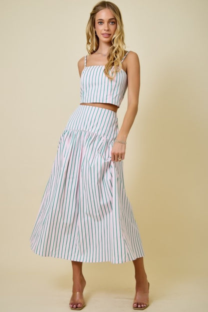 Day + Moon Stripe Flared Maxi Skirt
