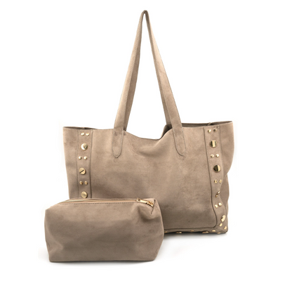 Suede Tote with Studs