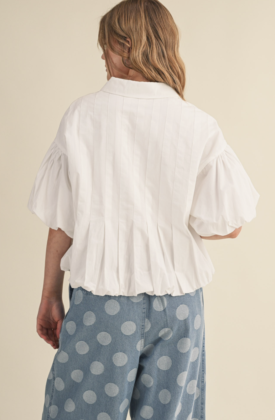 Pleated Button Down Top