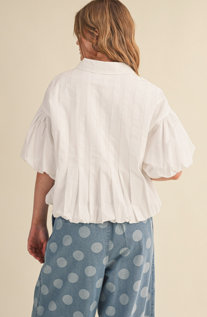 Pleated Button Down Top