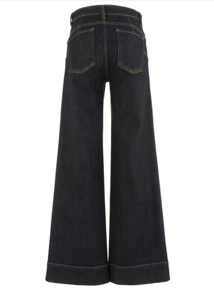 Back view of Kut Maya dark wash wide-leg denim jeans on a white background.