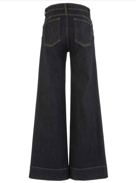 Back view of Kut Maya dark wash wide-leg denim jeans on a white background.