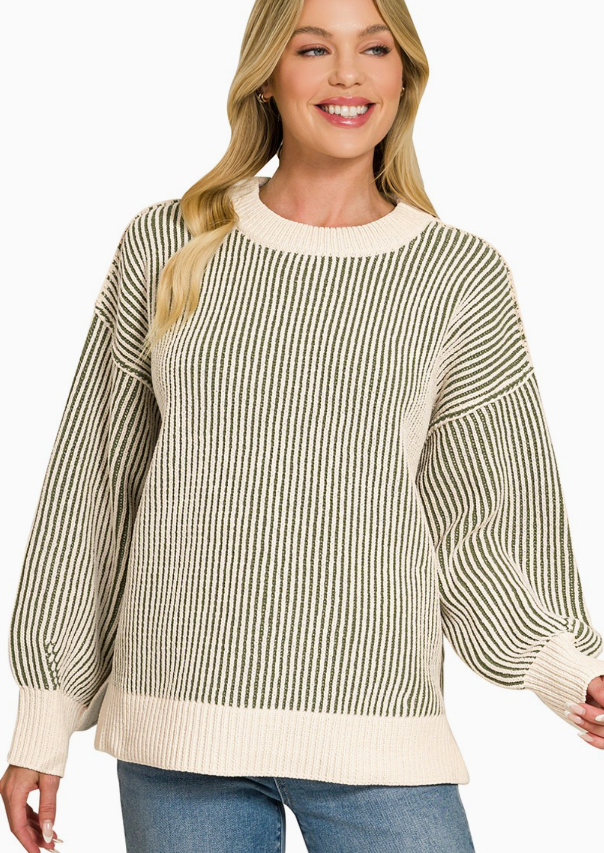 Two Tone Crewneck Sweater