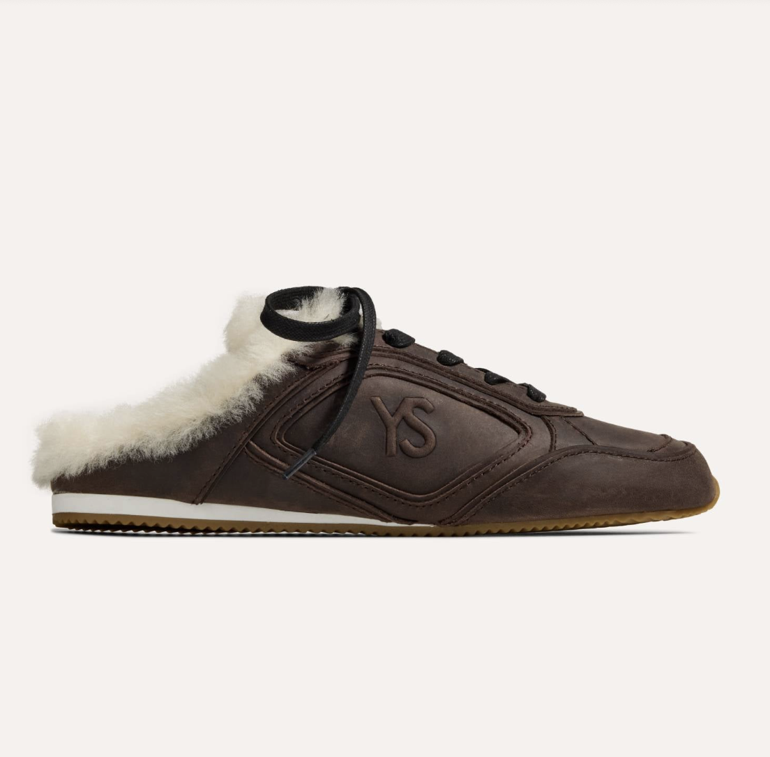 Yosi Samra Uptown Fur Slide Black sneaker on a white background