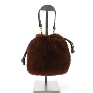 Fur Drawstring Bucket Bag