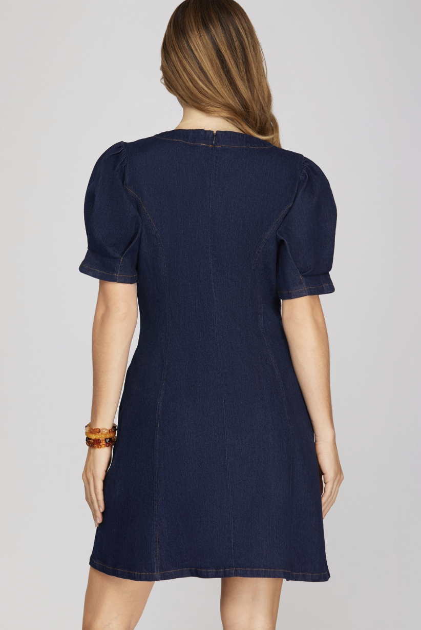 Stretch Denim Mini Dress