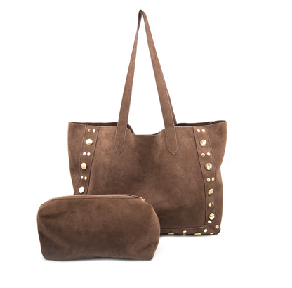 Suede Tote with Studs