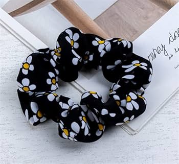 Fashion City Silky Daisy Printed Hair Scrunchies CHW427 No Color
