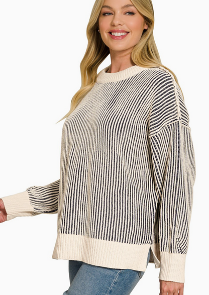 Two Tone Crewneck Sweater