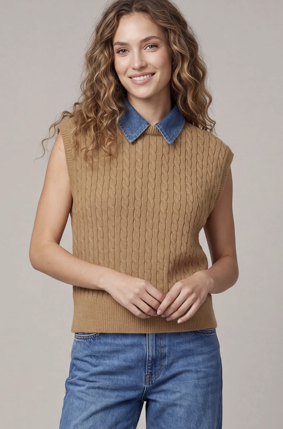 Sleeveless Cable Sweater Top