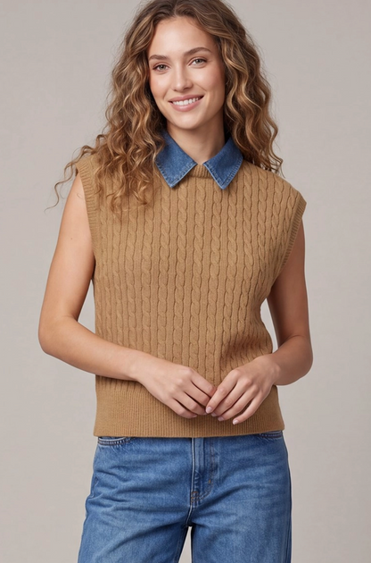 Sleeveless Cable Sweater Top