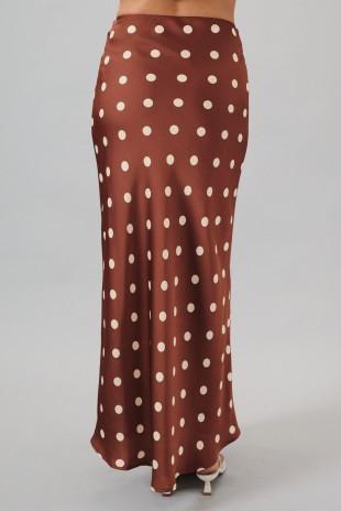 Satin Polka Dot Midi Skirt