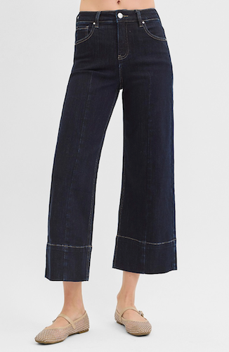 High Rise Crop Wide Seam Jeans