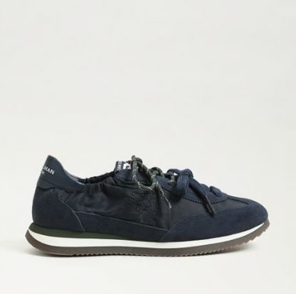 Sam Edelman Evara Lace‑Up Sneaker in navy blue with clean modern silhouette and cushioned footbed.