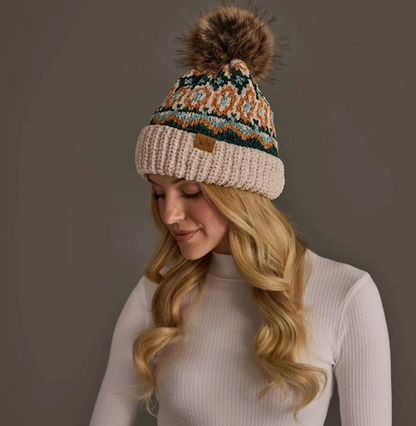 Patterned Chenille Pom Hat