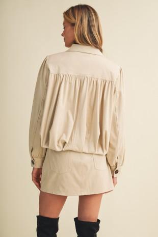 Gathered Suede Jacket