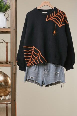 Halloween Spider Web Sweater