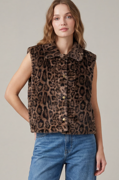 Faux Fur Leopard Print Vest