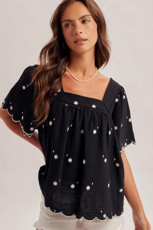 Daisy Embroidered Top
