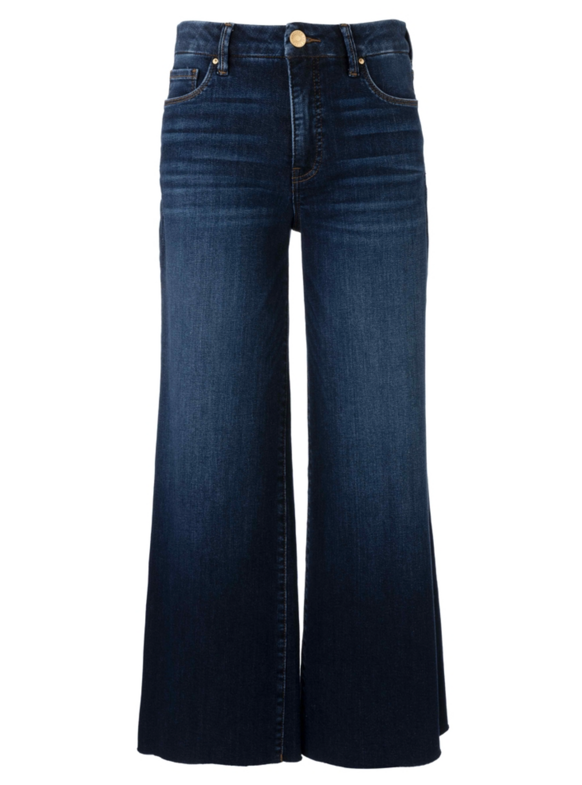 Kut Meg Dark blue wide-leg denim jeans with a faded wash, shown on a plain white background.