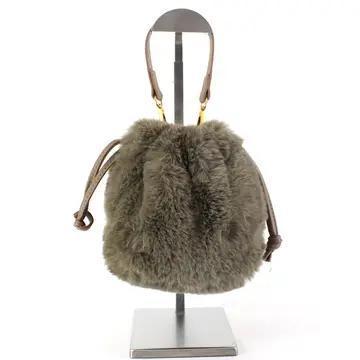 Fur Drawstring Bucket Bag