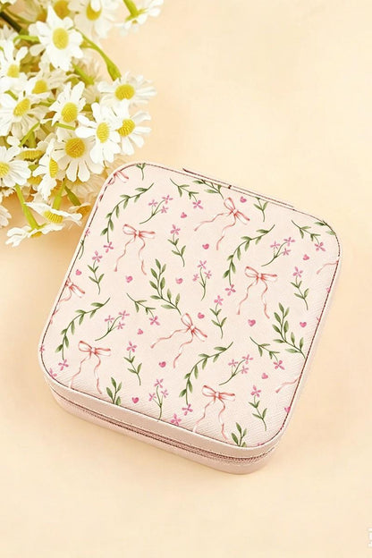 Floral Print Travel Jewelry Case