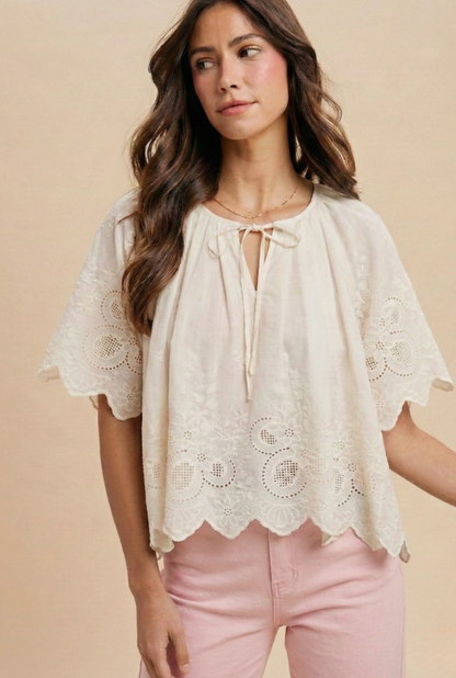 Floral Eyelet Blouse