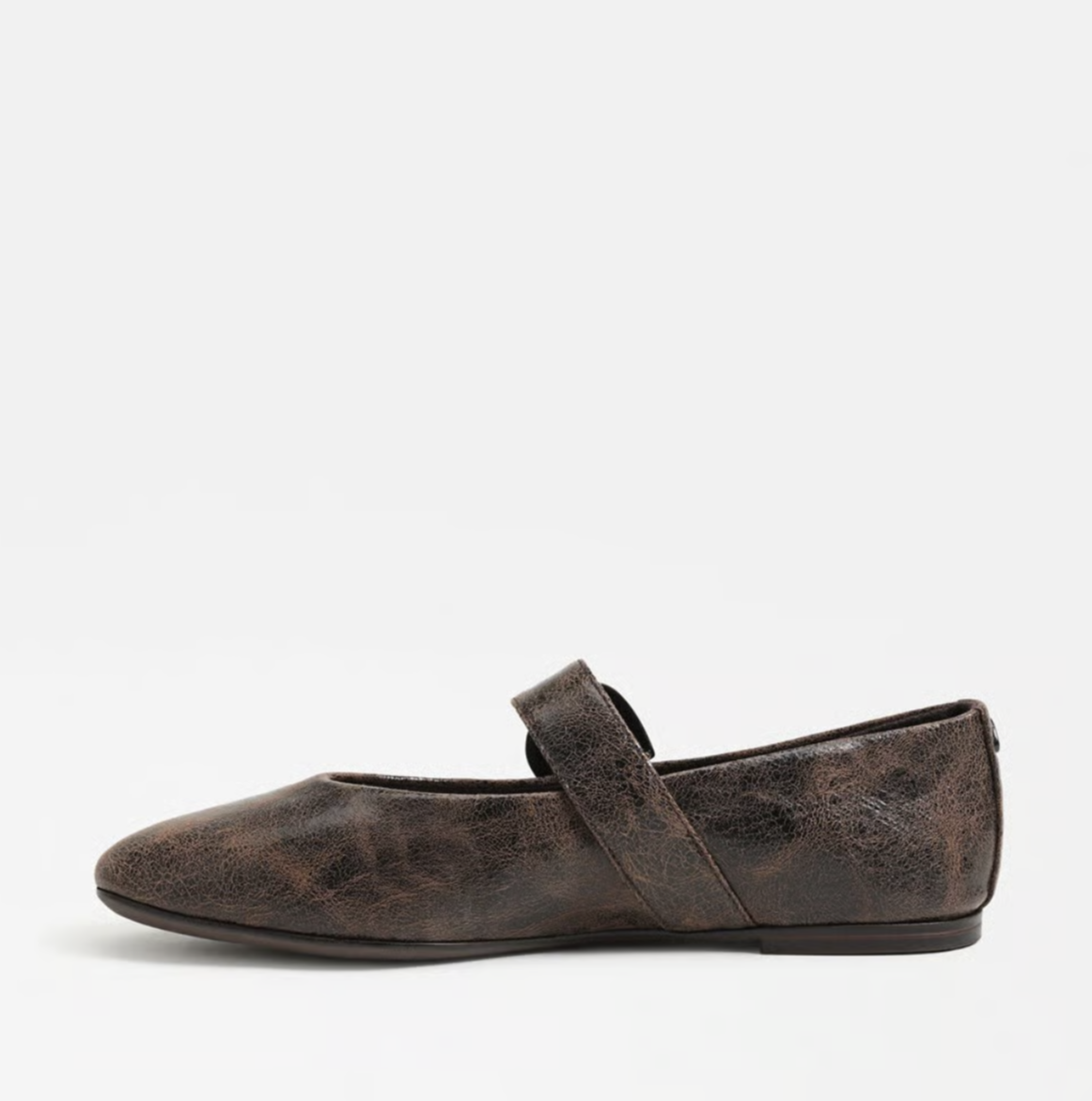 Circus Bella Mary Jane Flat in black/brown with classic strap and rounded toe.