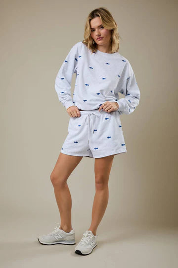 High Rise Fish Embroidered Sweatshorts