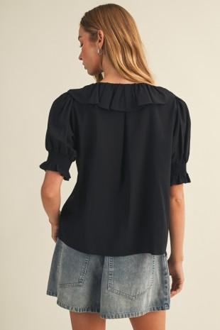 Ruffle Button Front Top