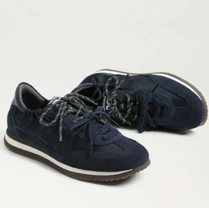 Sam Edelman Evara Lace‑Up Sneaker in navy blue with clean modern silhouette and cushioned footbed.