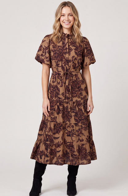 Woven Print Tiered Maxi Dress